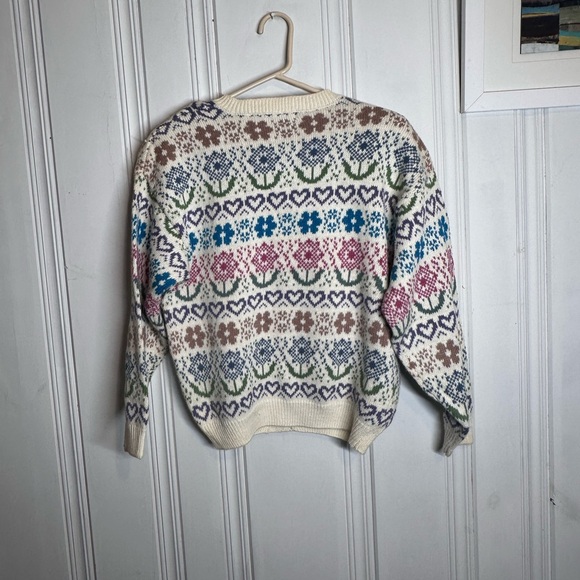 Northern Isles Vintage Multicolor Floral Heart Patterned Sweater Cardigan M - Picture 5 of 5